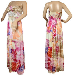 Arden B strapless maxi dress.  Size XL. Smocked, embellished, tiered